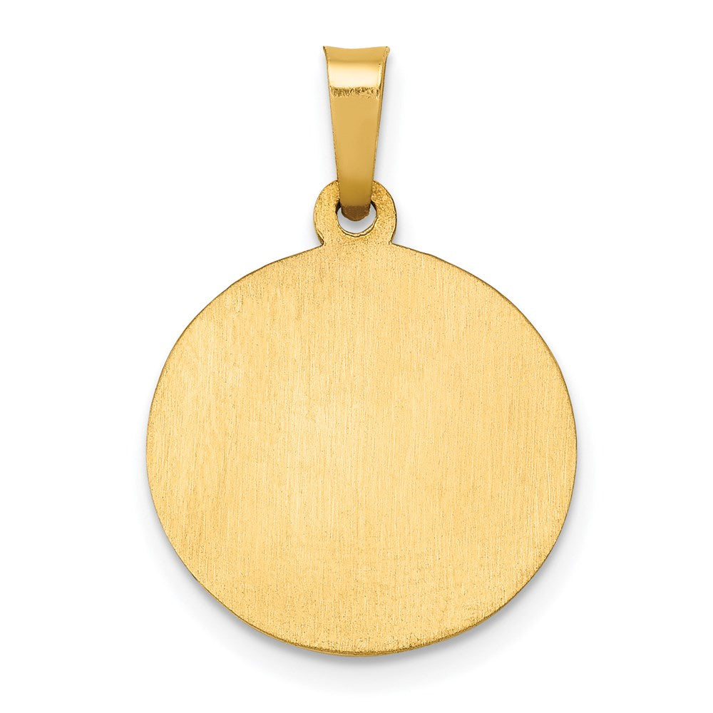 14k Yellow Gold 15 mm Polished and Satin St Joseph Medal Hollow Pendant (0.88 grams)