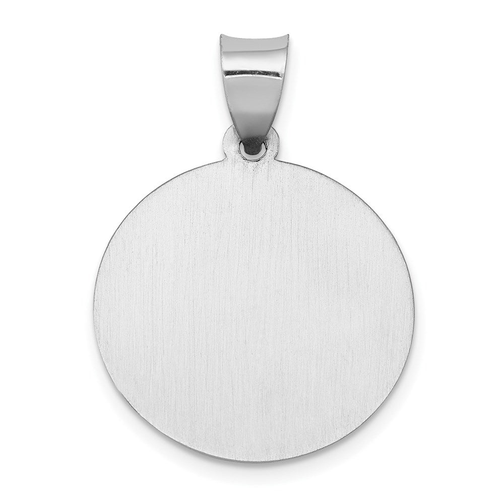 14k White Gold 18.75 mm Polished and Satin St Joseph Medal Hollow Pendant (1.3 grams)