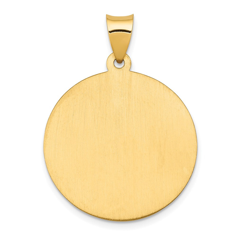 14k Yellow Gold 22.25 mm Polished and Satin St Joseph Medal Hollow Pendant (1.83 grams)