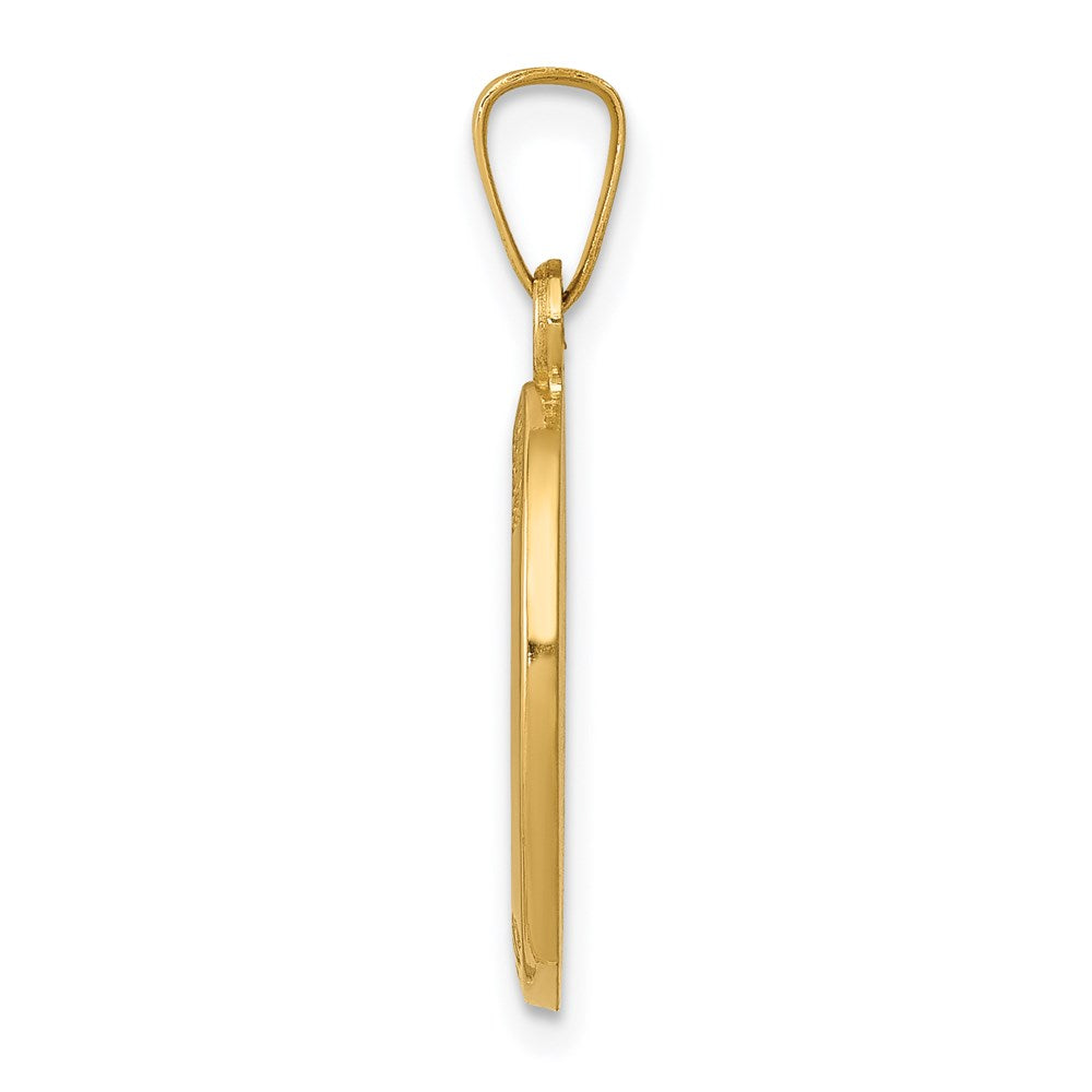 14k Yellow Gold 12.5 mm Polished and Satin St Joseph Medal Hollow Pendant (0.88 grams)