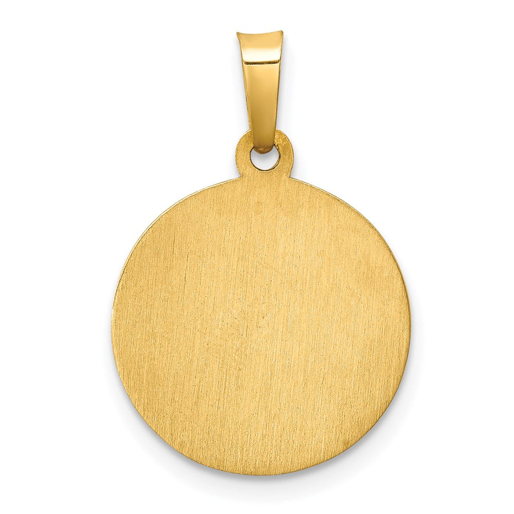 14k Yellow Gold 15 mm Polished and Satin St Jude Thaddeus Medal Hollow Pendant (0.88 grams)