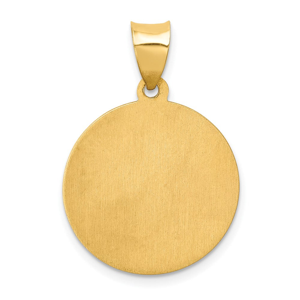 14k Yellow Gold 19 mm Polished and Satin St Jude Thaddeus Medal Hollow Pendant (1.3 grams)