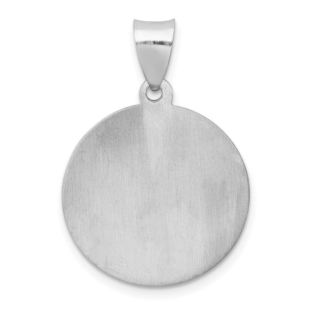 14k White Gold 19 mm  Polish/Satin St Jude Thaddeus Medal Hollow Pendant (1.3 grams)