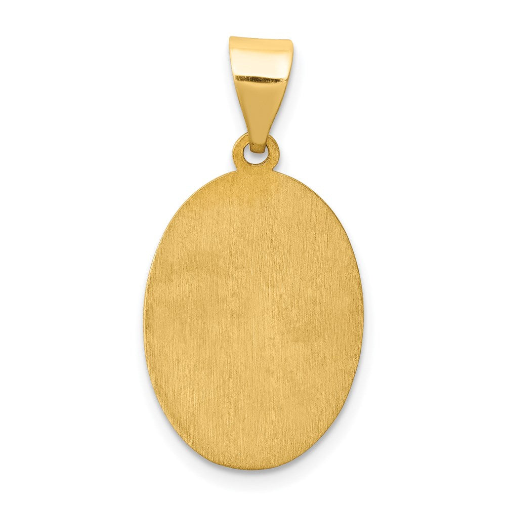 14k Yellow Gold 13.7 mm Polished and Satin St Jude Thaddeus Medal Hollow Pendant (1.3 grams)