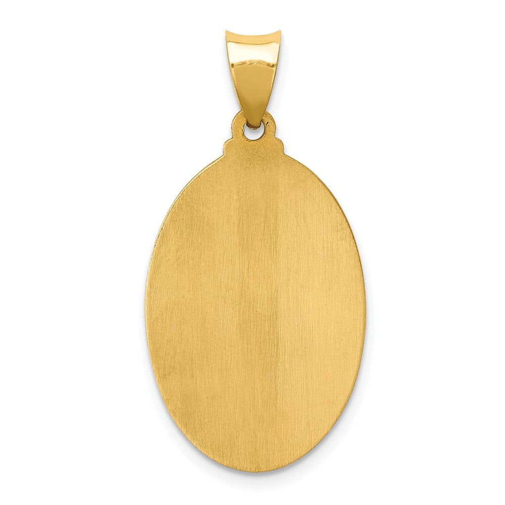 14k Yellow Gold 16.5 mm Polished and Satin St Jude Thaddeus Medal Hollow Pendant (1.36 grams)