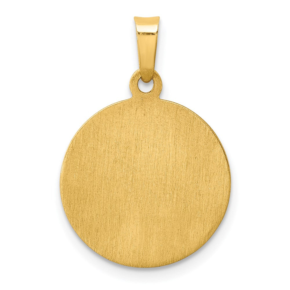 14k Yellow Gold 15 mm Polished and Satin St Mark Medal Hollow Pendant (0.88 grams)