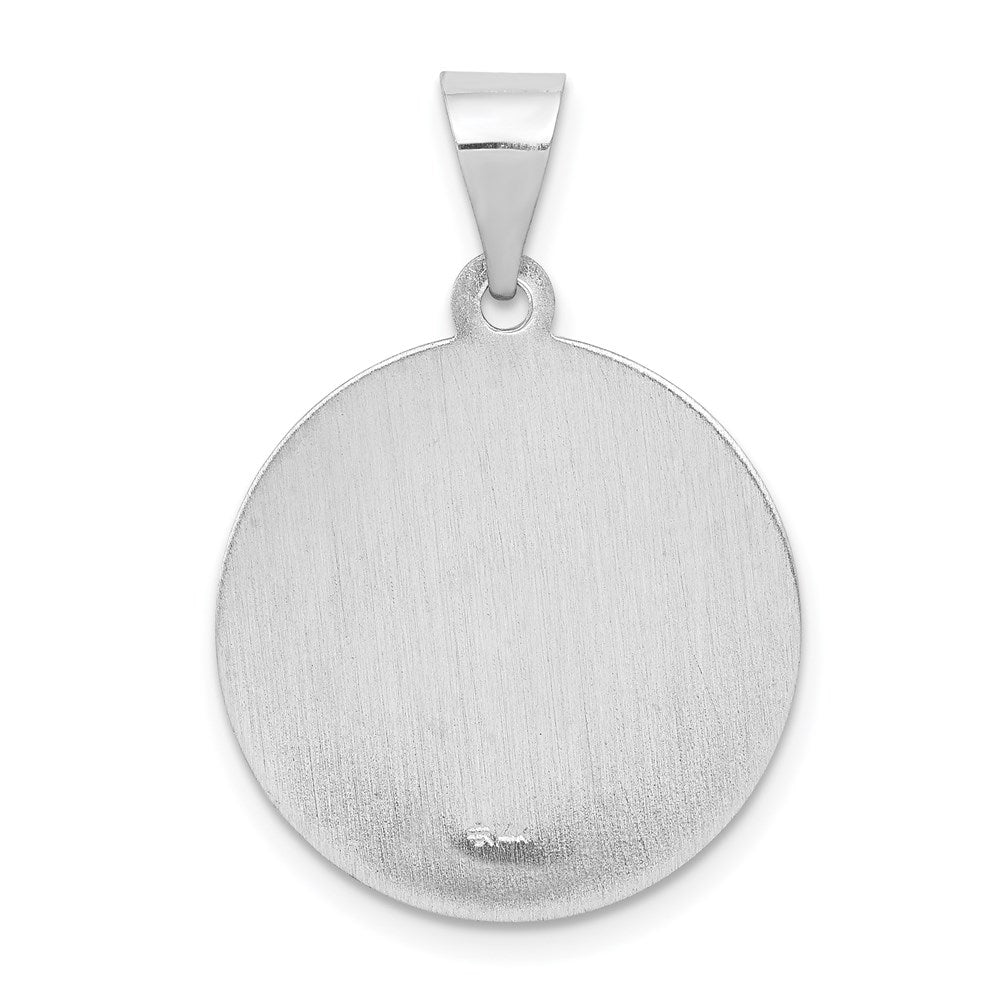 14k White Gold 19 mm Polished and Satin St Matthew Hollow Pendant (1.3 grams)