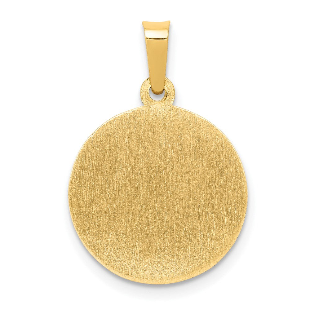 14k Yellow Gold 15 mm Polished and Satin St Michael Medal Hollow Pendant (0.88 grams)