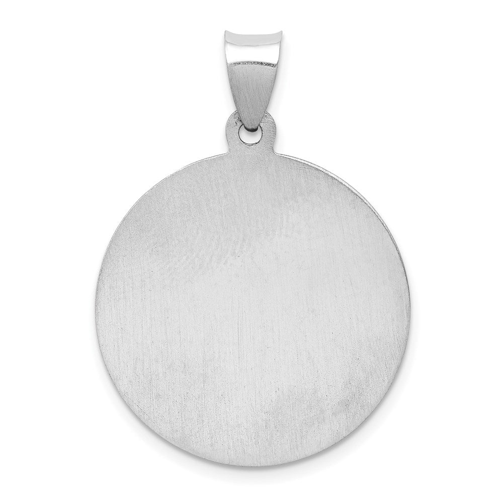 14k White Gold 23 mm Polished/Satin St Michael Medal Hollow Pendant (1.83 grams)