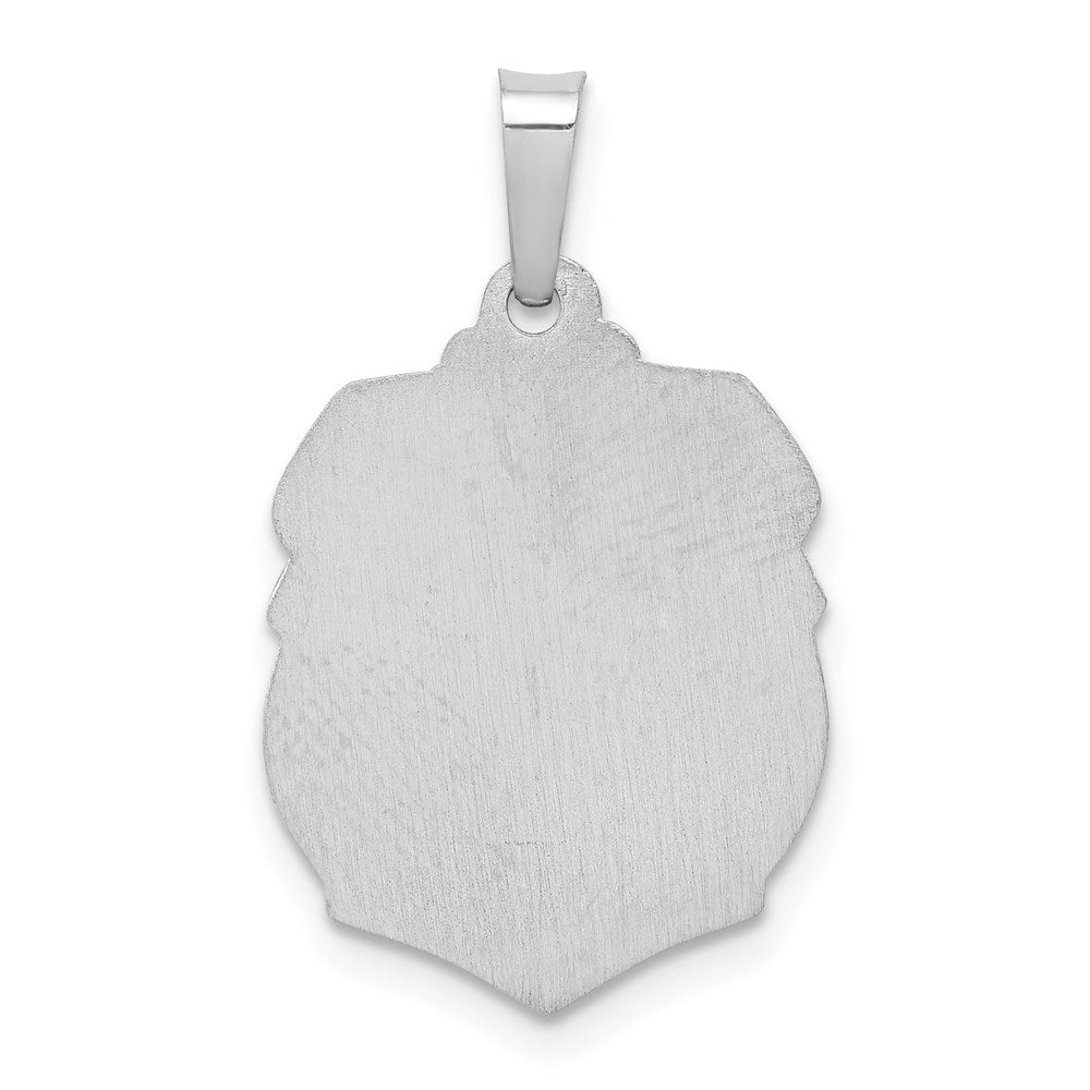 14k White Gold 15 mm Polished and Satin St Michael Medal Hollow Pendant (0.92 grams)