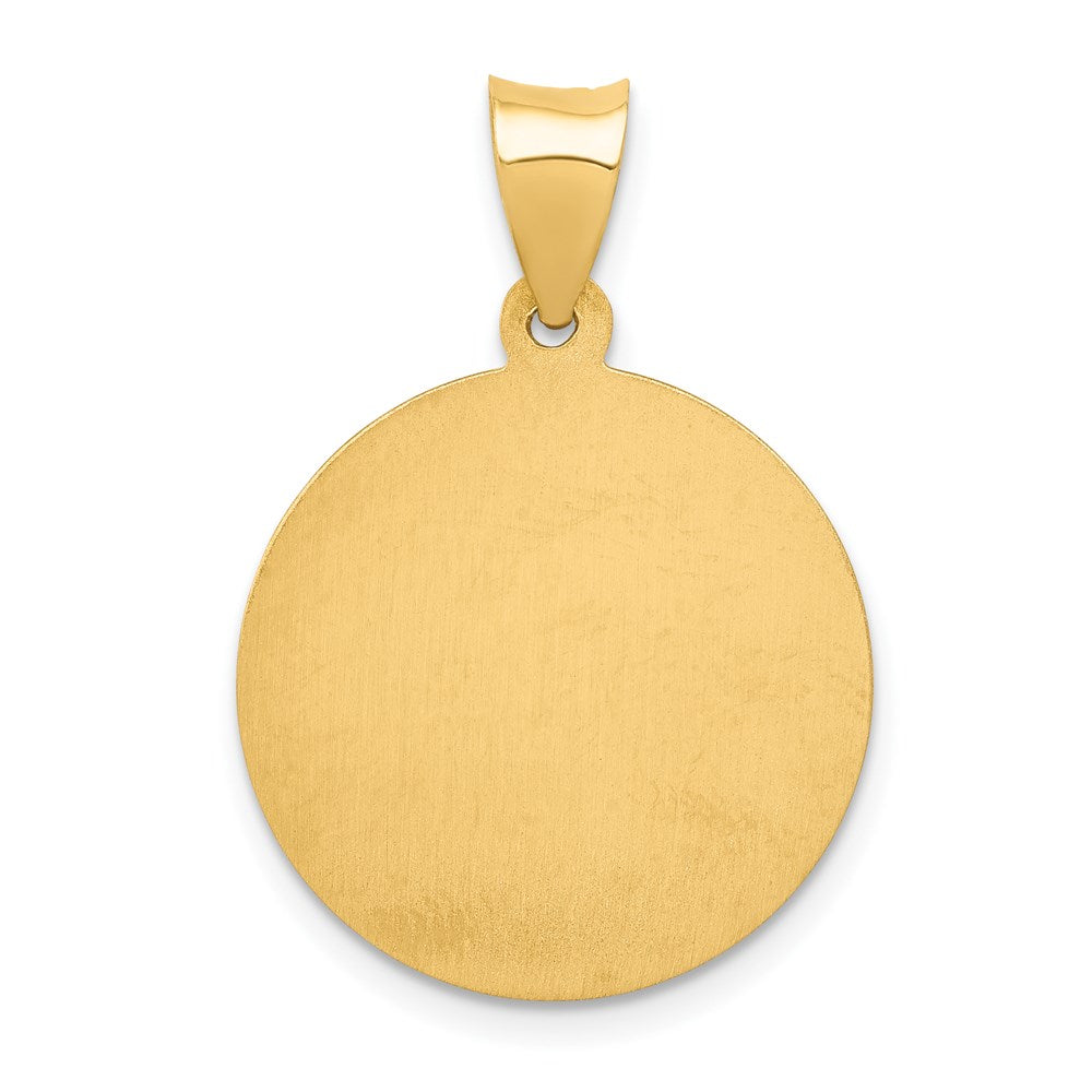 14k Yellow Gold 19 mm Polished and Satin St Nicholas Medal Hollow Pendant (1.3 grams)