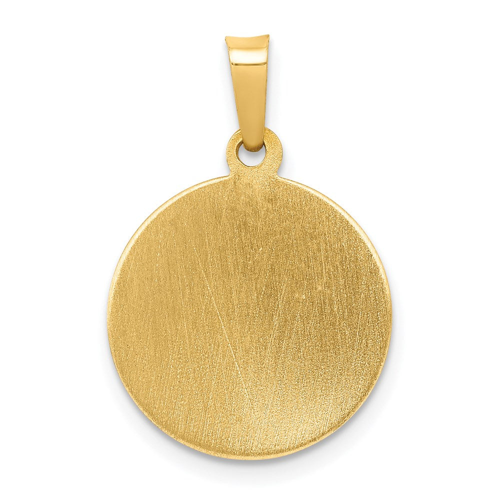 14k Yellow Gold 15 mm Polished and Satin St Patrick Medal Hollow Pendant (0.88 grams)