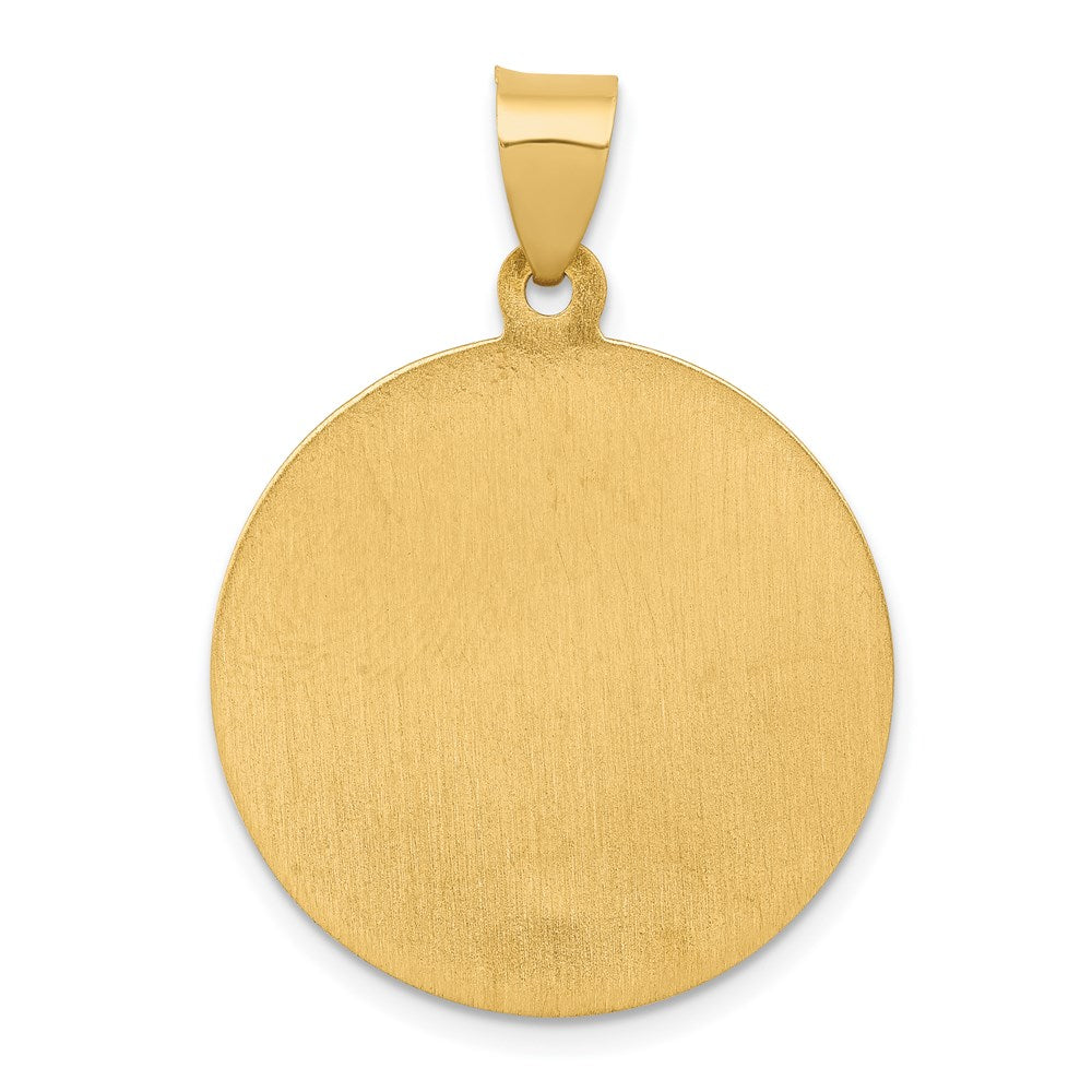 14k Yellow Gold 23 mm Polished and Satin St Patrick Medal Hollow Pendant (1.83 grams)