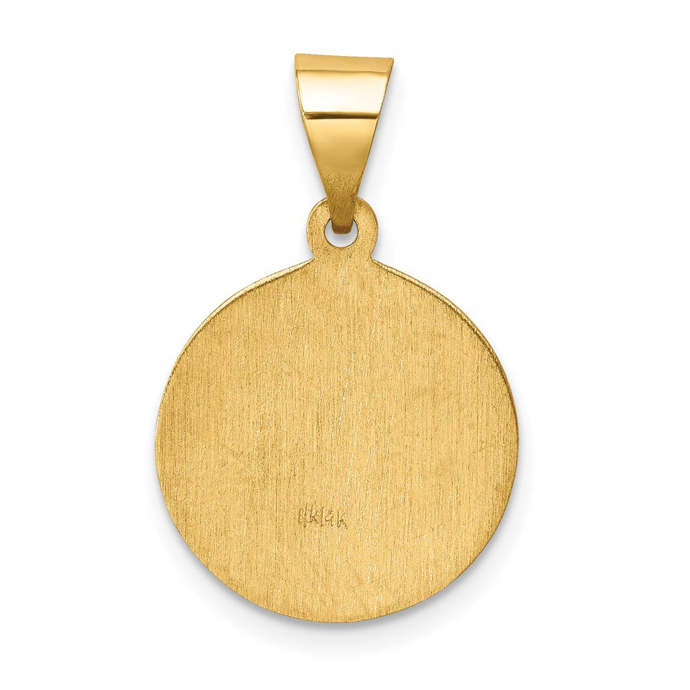 14k Yellow Gold 15 mm Polished and Satin St Paul Medal Hollow Pendant (0.88 grams)