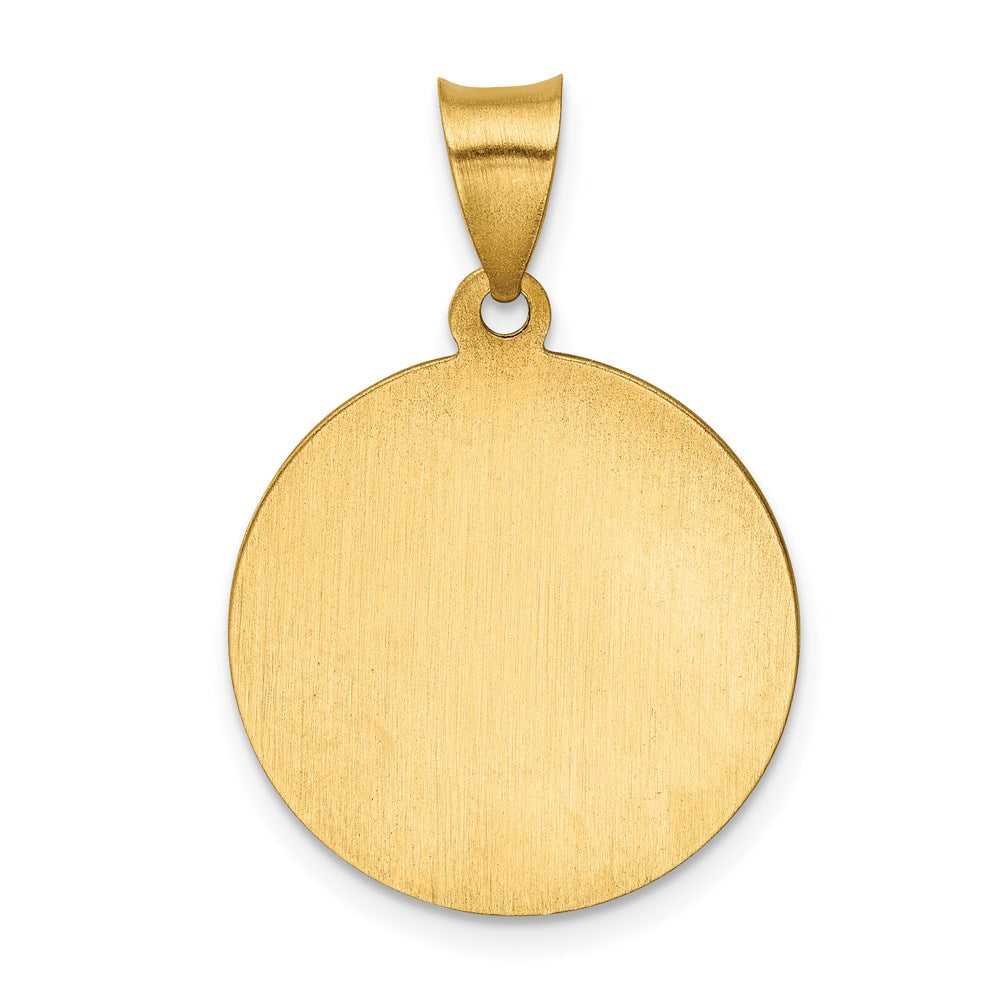 14k Yellow Gold 19 mm Polished and Satin St Peregrine Medal Hollow Pendant (1.3 grams)