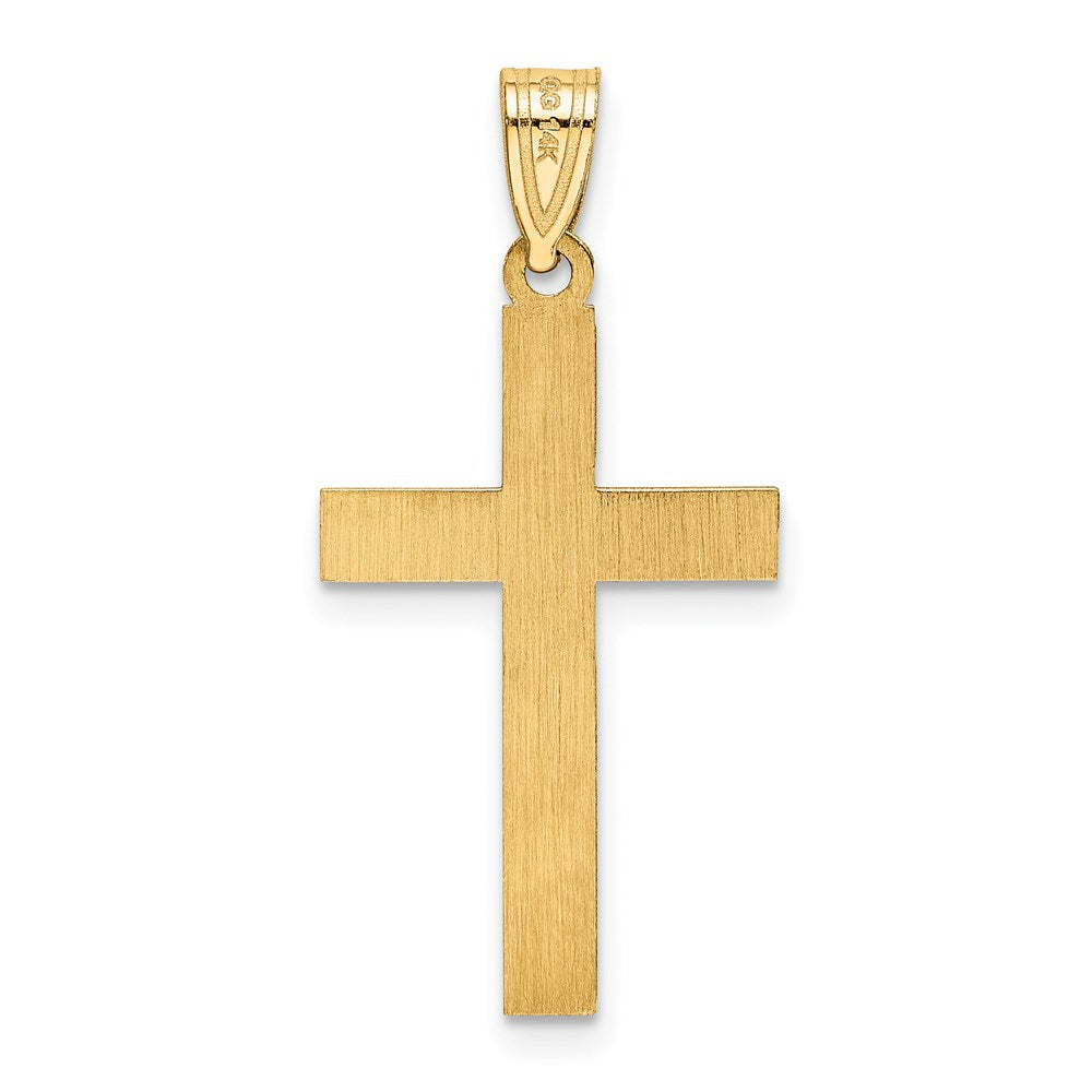 14k Yellow Gold 15 mm Etched Floral Cross Pendant (0.86 grams)