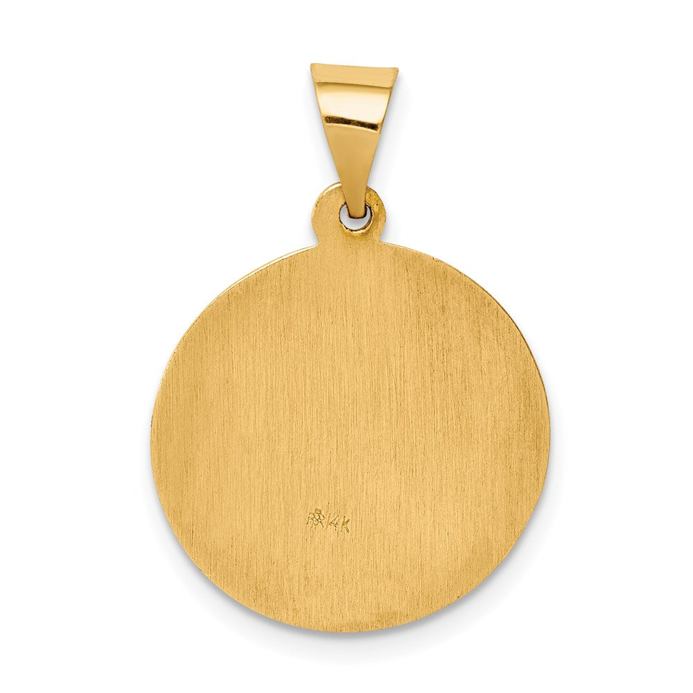 14k Yellow Gold 20 mm Polished and Satin St Raphael Medal Hollow Pendant (1.3 grams)