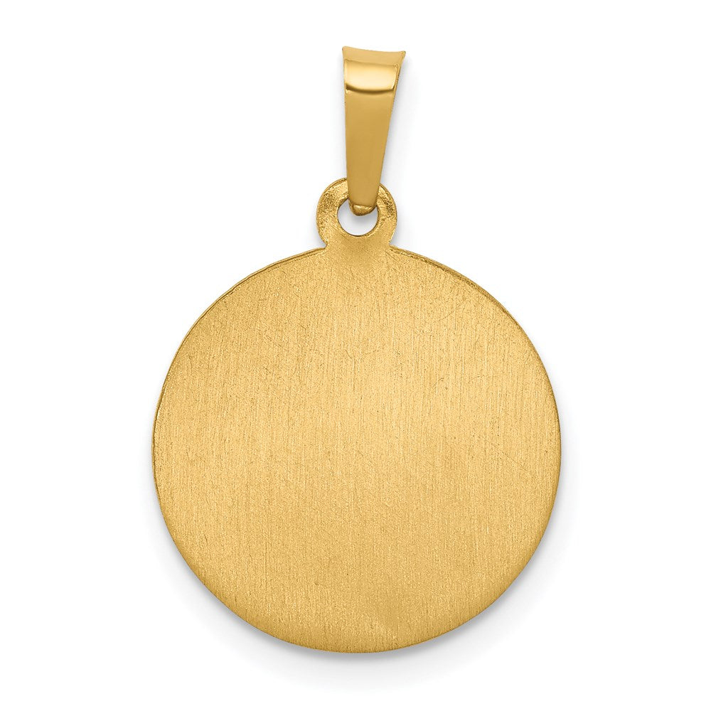 14k Yellow Gold 15 mm Polished and Satin St Theresa Medal Hollow Pendant (0.88 grams)