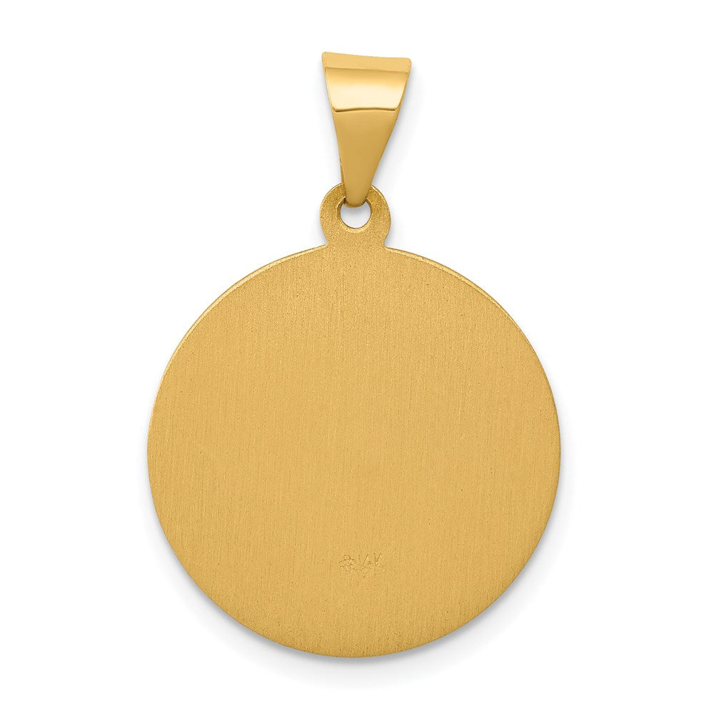 14k Yellow Gold 19 mm Polished and Satin St Theresa Medal Hollow Pendant (1.3 grams)