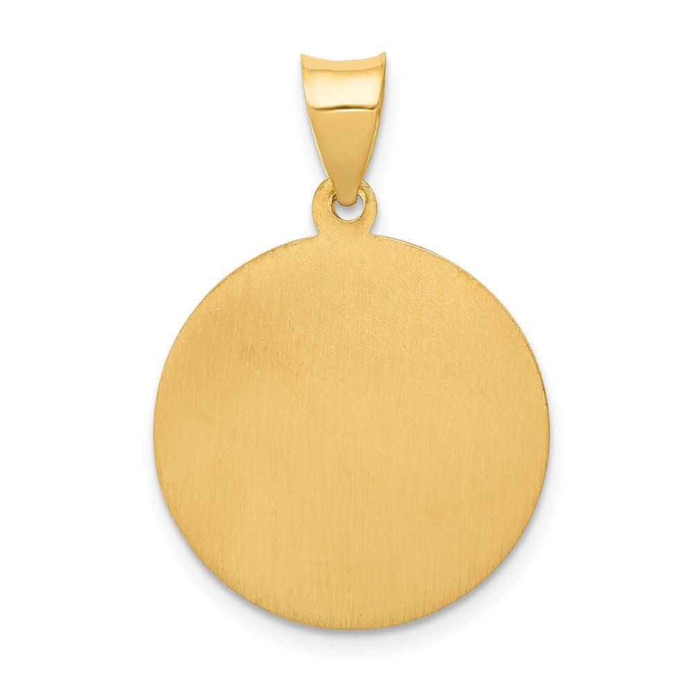 14k Yellow Gold 20 mm Polished and Satin St Thomas Medal Hollow Pendant (1.3 grams)