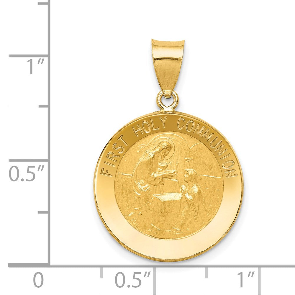 14k Yellow Gold 18 mm nion Medal Hollow Pendant (1.3 grams)