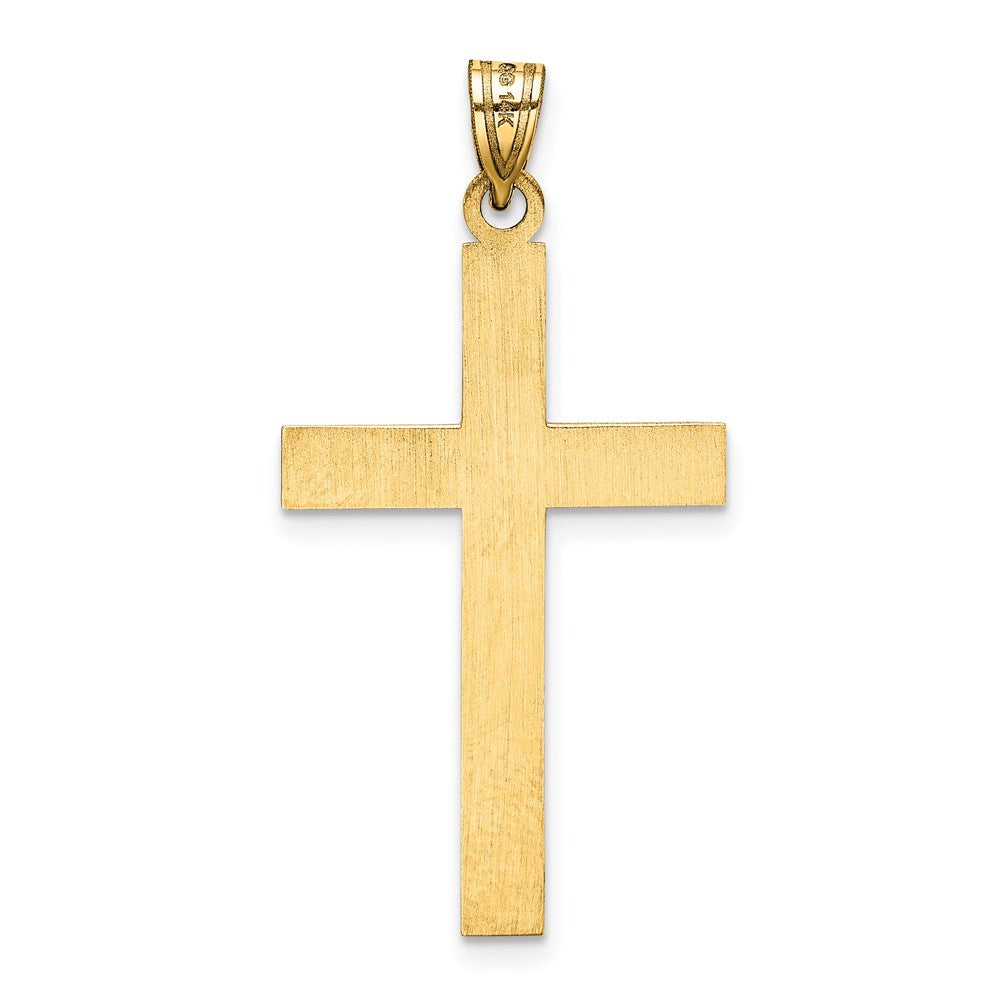 14k Yellow Gold 19 mm Etched Floral Cross Pendant (1.24 grams)