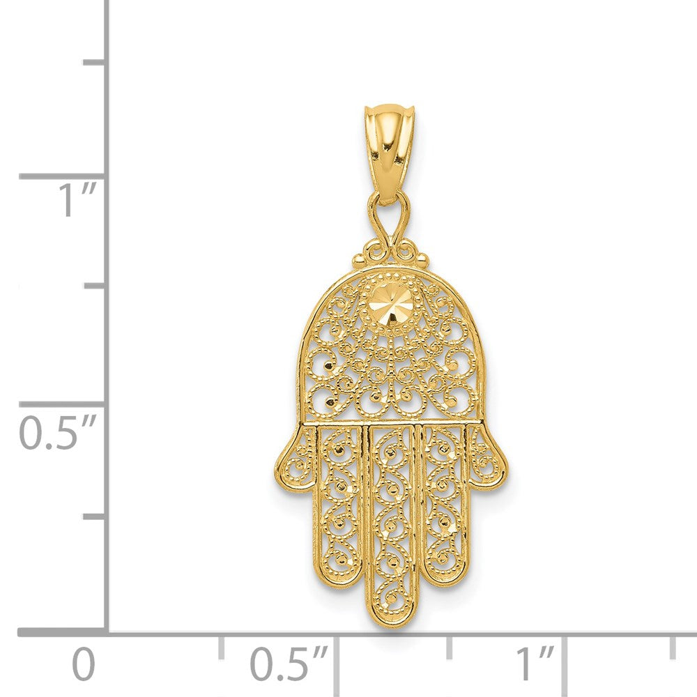 14k Yellow Gold 14 mm Hand of God Pendant (0.65 grams)