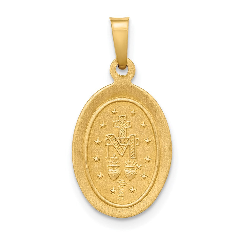 14k Yellow Gold 12 mm Polished and Satin Miraculous Medal Hollow Pendant (0.88 grams)