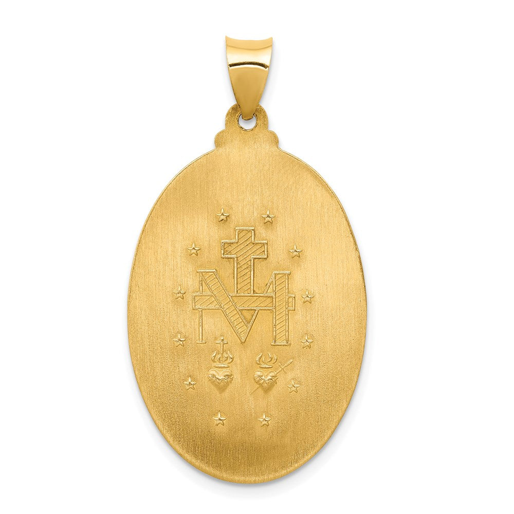 14k Yellow Gold 20.6 mm Hollow Polished And Satin Miraculous Medal Pendant (2.35 grams)