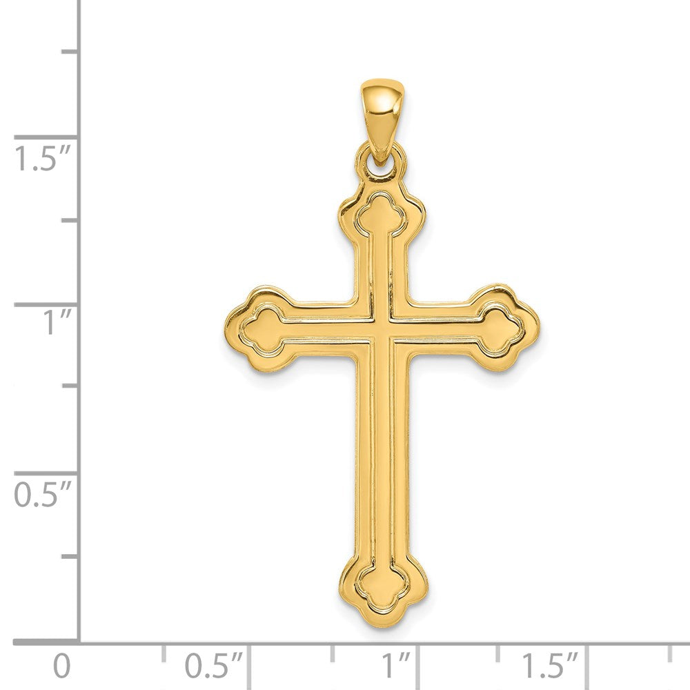 14k Yellow Gold 23 mm Budded Cross Pendant (1.33 grams)