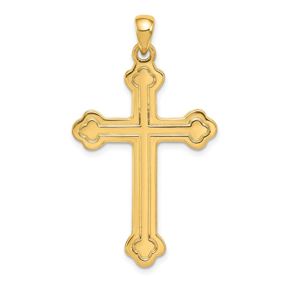 14k Yellow Gold 23 mm Budded Cross Pendant (1.33 grams)