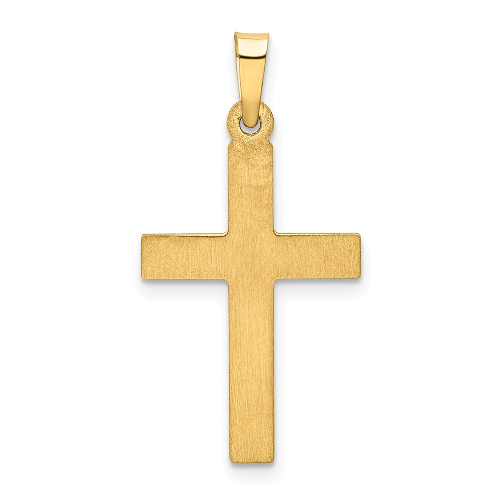 14k Yellow Gold 15 mm Brushed and Polished Latin Cross Pendant (0.48 grams)