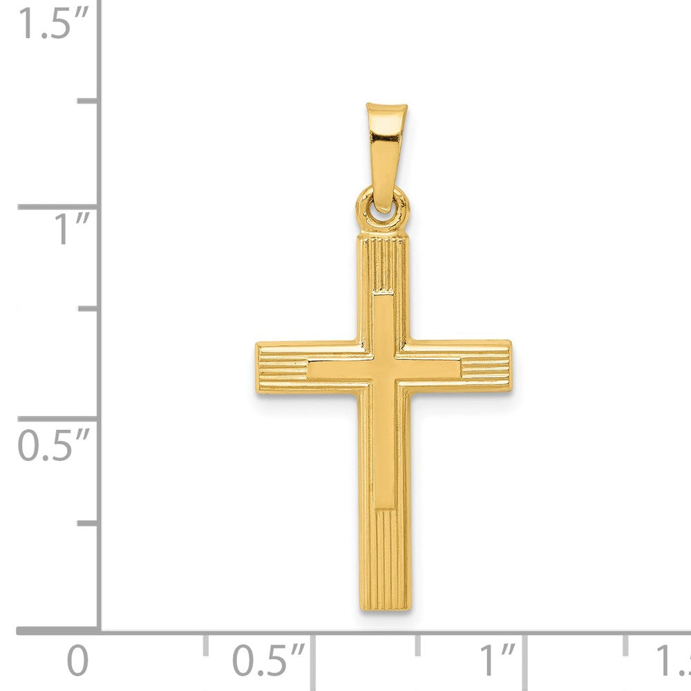 14k Yellow Gold 15 mm Brushed and Polished Latin Cross Pendant (0.48 grams)