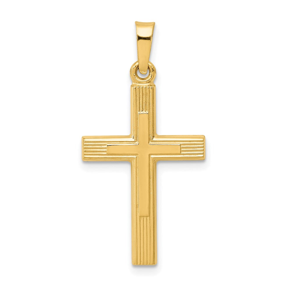 14k Yellow Gold 15 mm Brushed and Polished Latin Cross Pendant (0.48 grams)