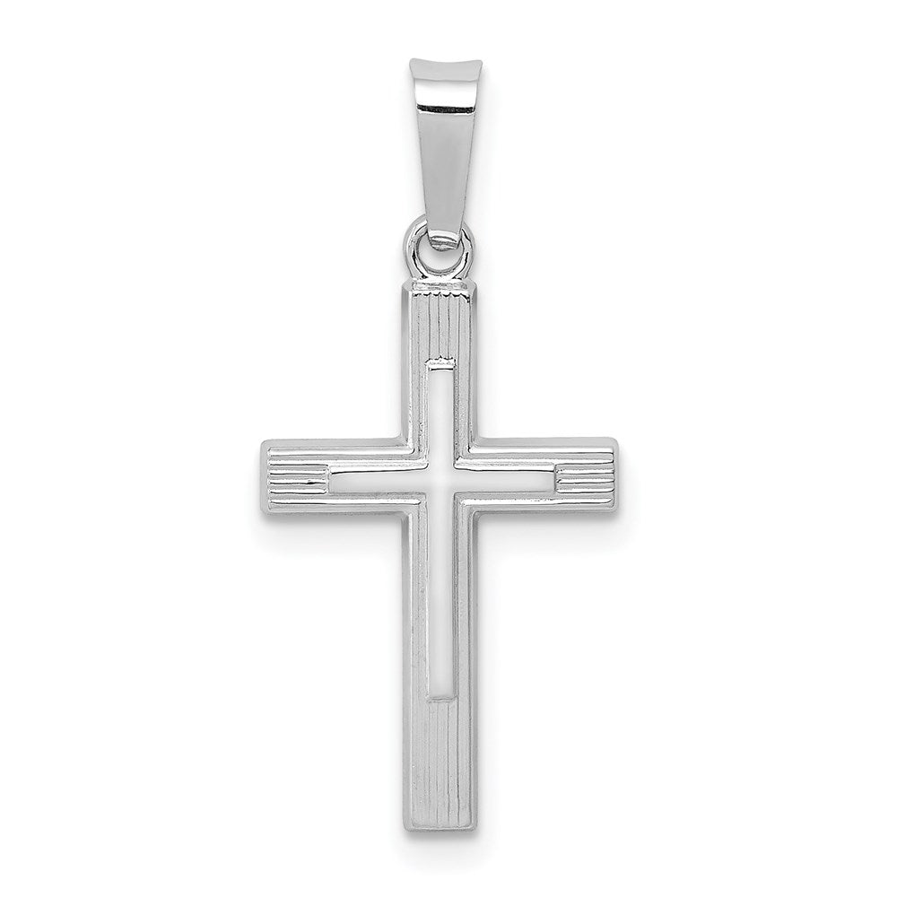 14k White Gold 15 mm  Polished Latin Cross Pendant (0.45 grams)