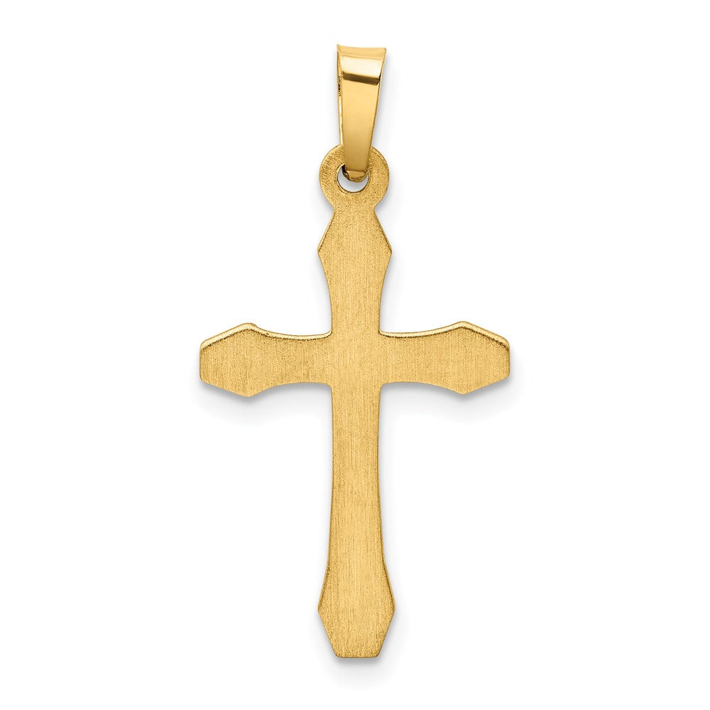 14k Yellow Gold 15 mm Textured and Polished Latin Cross Pendant (0.6 grams)
