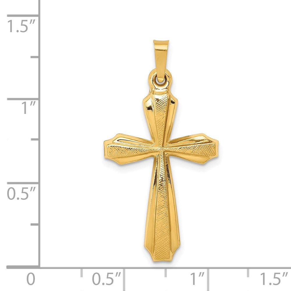 14k Yellow Gold 17.5 mm Textured and Polished Passion Cross Pendant (0.95 grams)