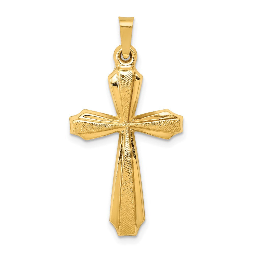 14k Yellow Gold 17.5 mm Textured and Polished Passion Cross Pendant (0.95 grams)