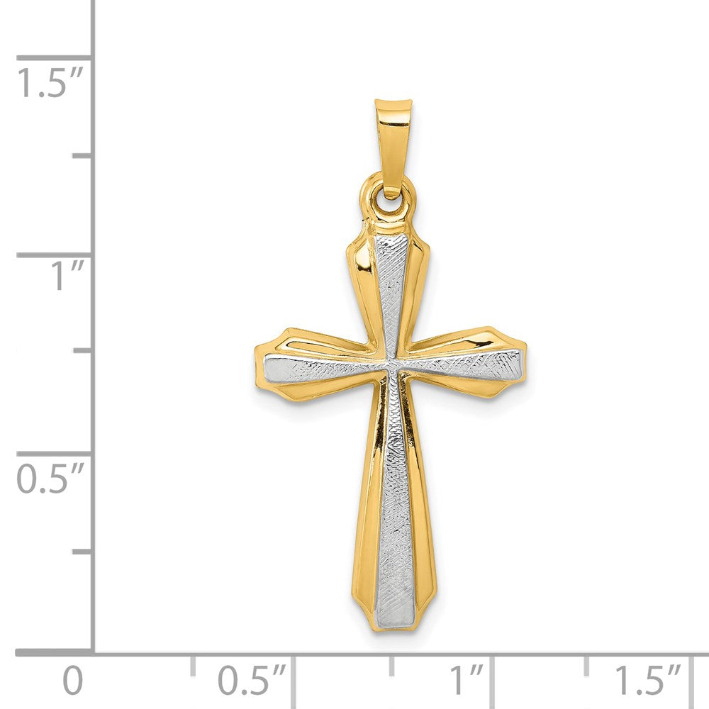 14k Yellow & Rhodium 17.5 mm  Textured and Polished Passion Cross Pendant (0.89 grams)