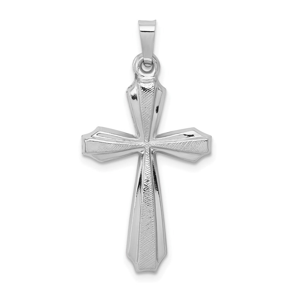 14k White Gold 17.5 mm  Textured and Polished Passion Cross Pendant (0.98 grams)