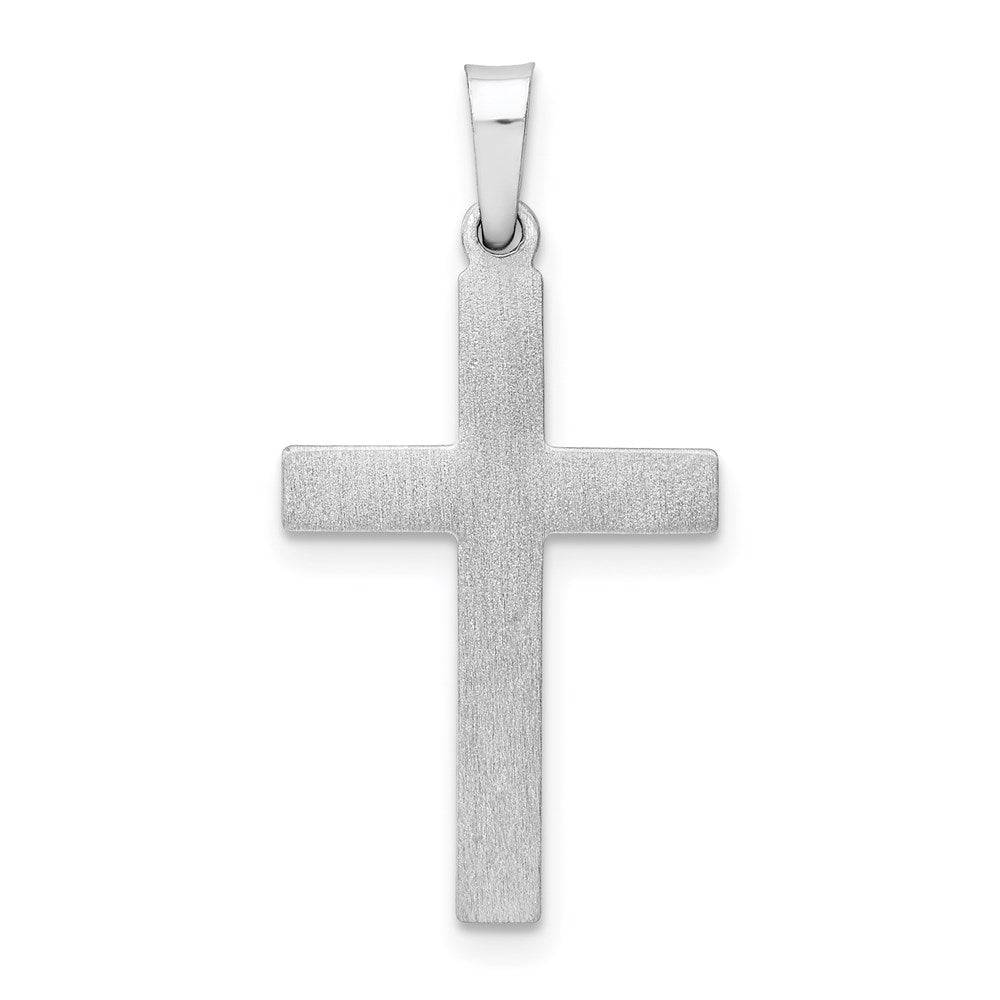 14k White Gold 14 mm  Brushed and Polished Hollow Latin Cross Pendant (0.57 grams)