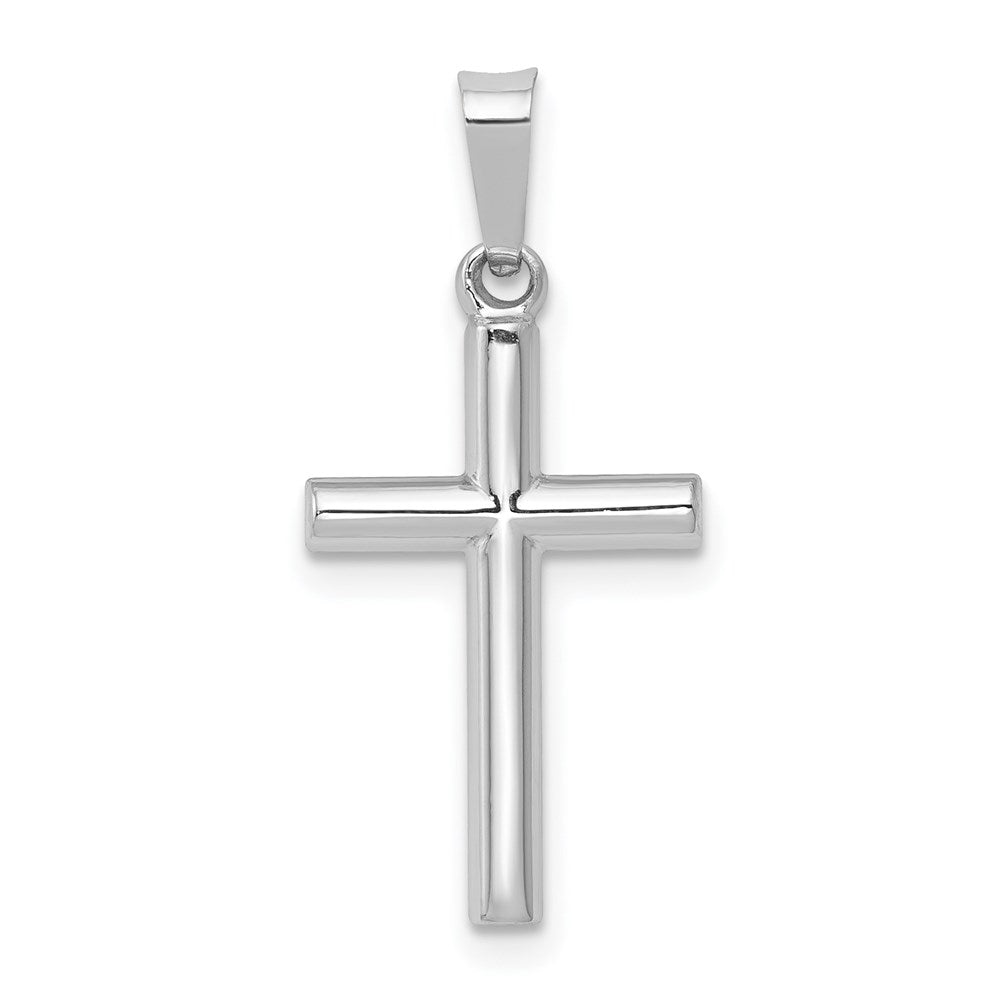 14k White Gold 11.5 mm  Polished Hollow Latin Cross Pendant (0.48 grams)