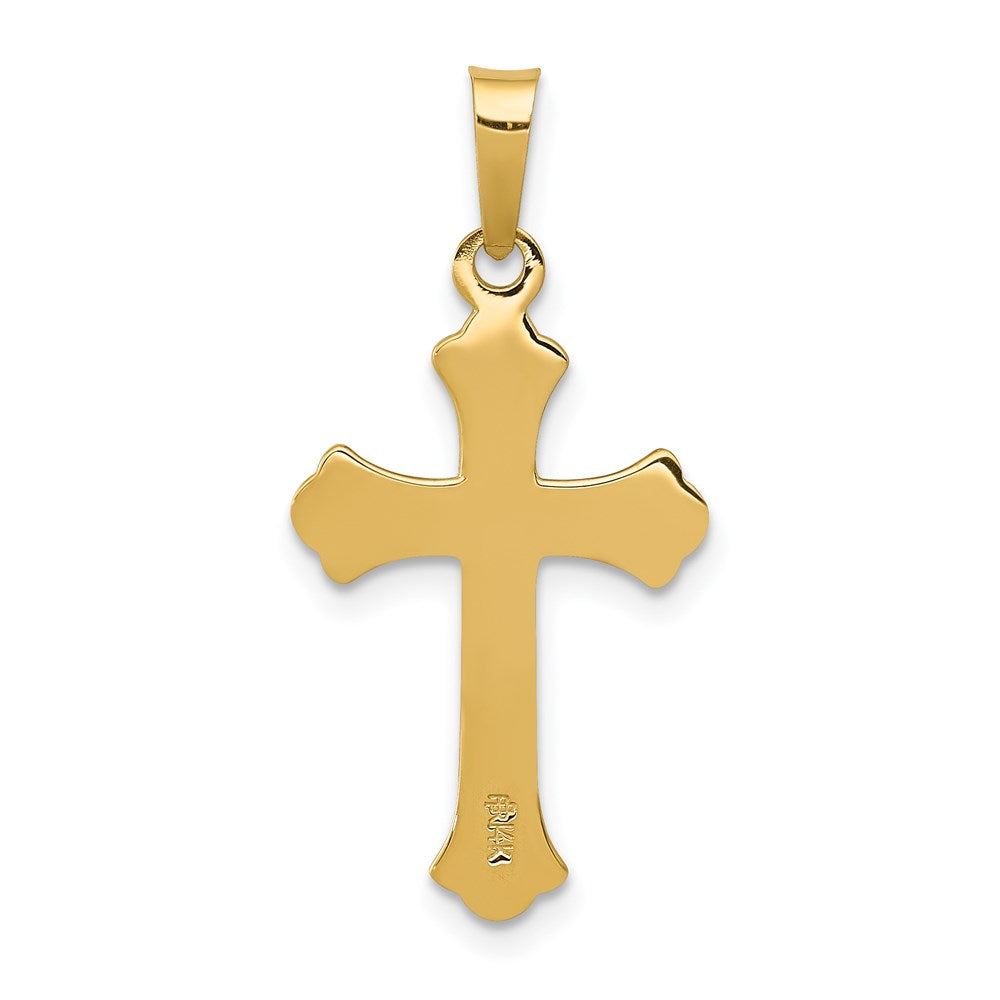 14k Yellow Gold 13.5 mm Polished Fleur de lis Cross Pendant (0.89 grams)