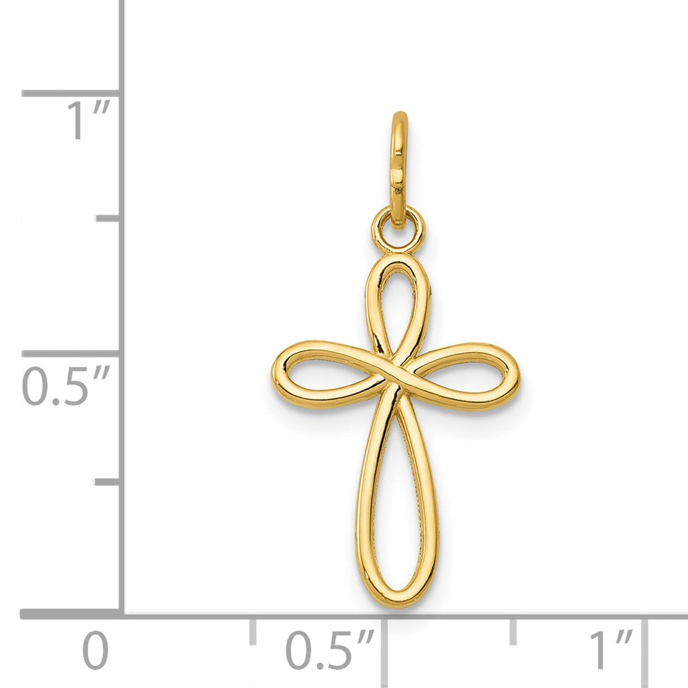 14k Yellow Gold 11.5 mm Gold Polished Small Ribbon Cross Pendant (0.35 grams)
