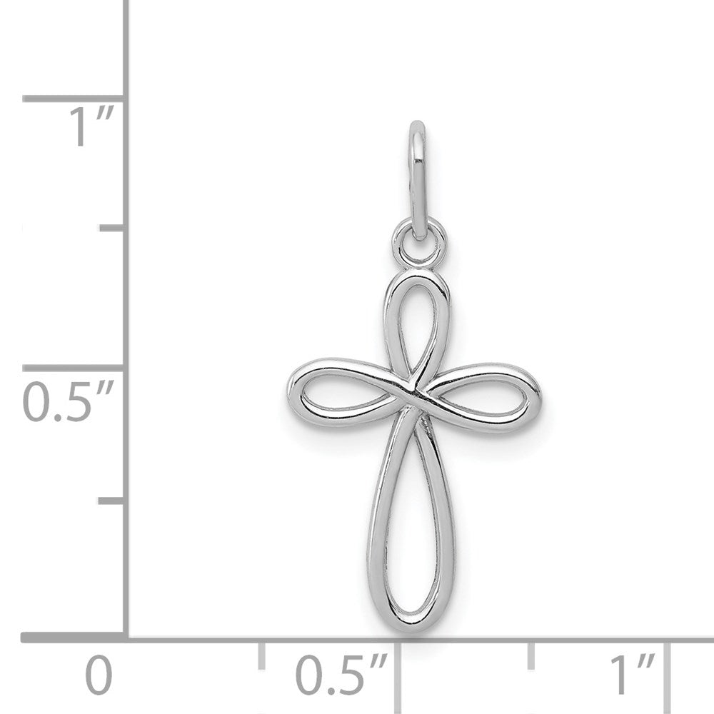 14k White Gold 11.5 mm Polished Small Ribbon Cross Pendant (0.35 grams)