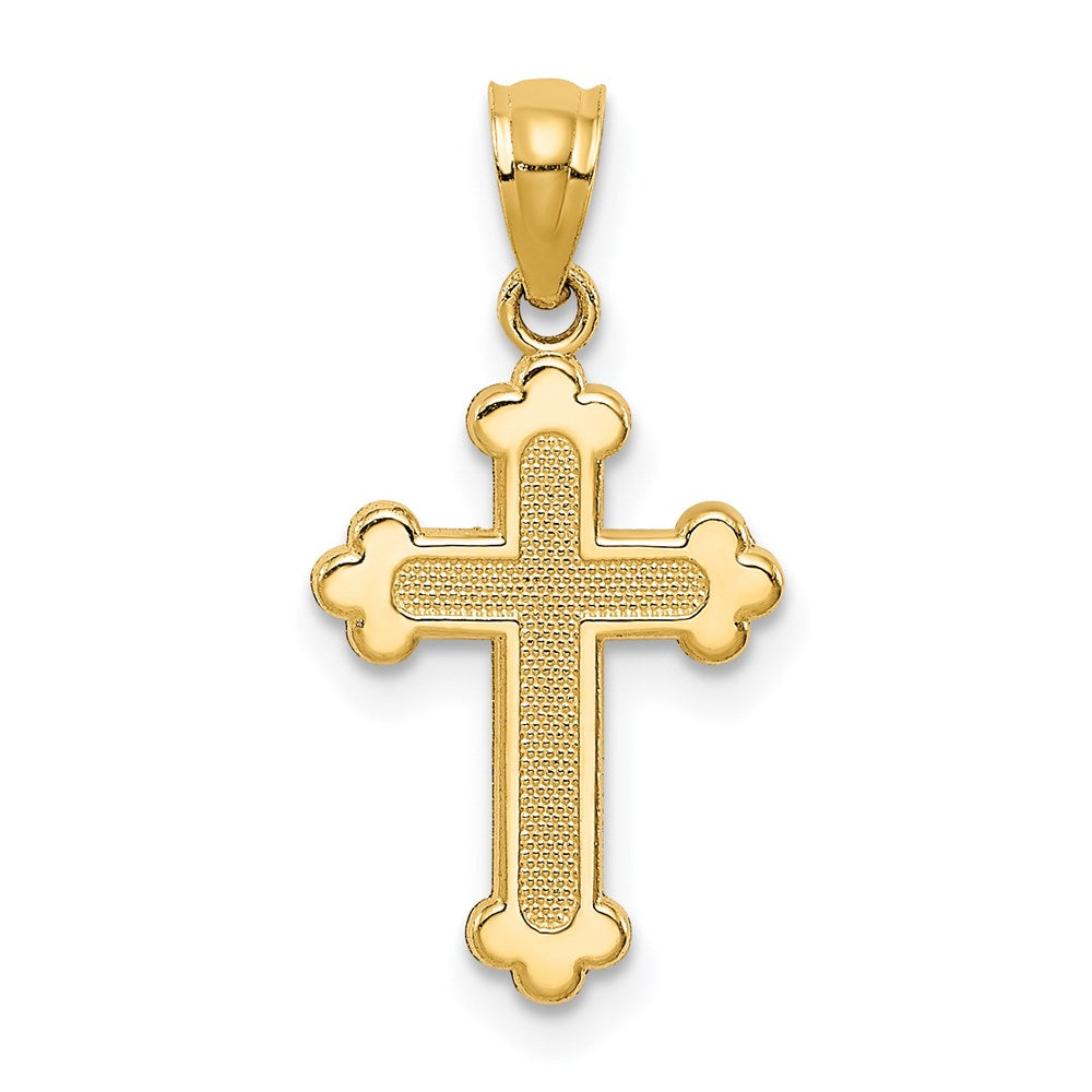 14k Yellow Gold 11.5 mm Gold Polished Small Budded Cross (0.46 grams)