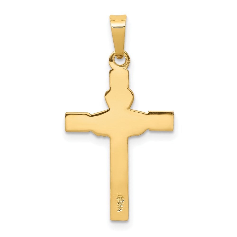 14k Yellow & Rhodium 9.5 mm  Polished Claddagh Cross Pendant (0.84 grams)