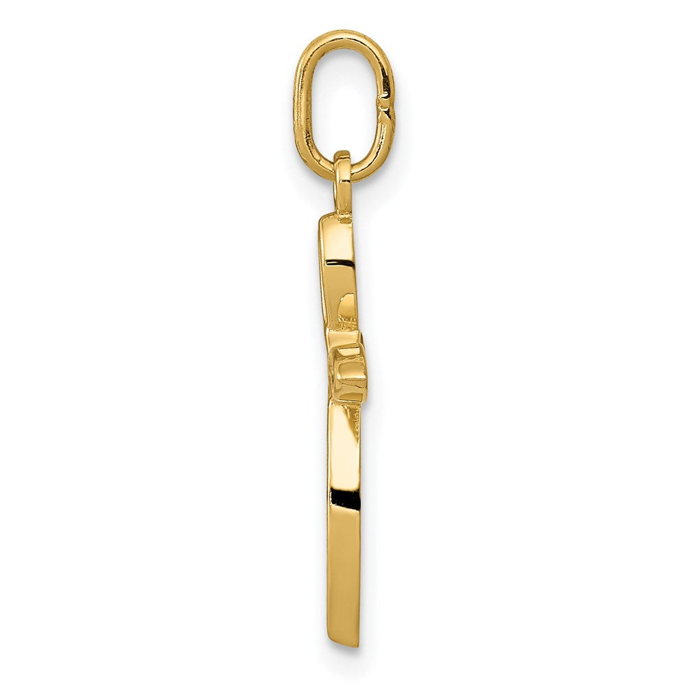 14k Yellow Gold 11.5 mm Gold Polished Small Ribbon Cross Pendant (0.38 grams)