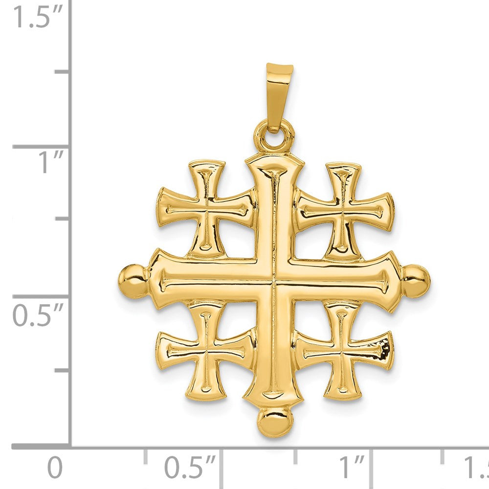 14k Yellow Gold 26 mm Polished Jerusalem Cross Pendant (2.61 grams)