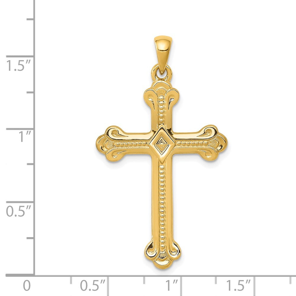 14k Yellow Gold 22 mm Budded Cross Pendant (2.85 grams)